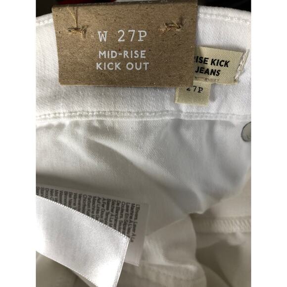 Madewell Petite Kick Out Crop Jeans Mid Rise Flare Leg Pure White NWT Size 27P - Picture 10 of 13